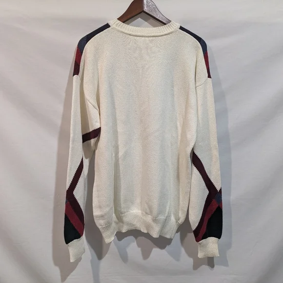 Vintage Bachrach 100% Cotton Geometric Print Knit Sweater Sz Large - Picture 8 of 10